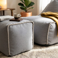 Fauteuil poire enfant avec repose pieds 75x60x65/45x60x35 cm AVEC billes Gris (MBINDR3260-2-SET)