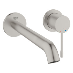 Essence Mitigeur lavabo monocommande montage mural, 2 trous taille L, Supersteel (29193DC1)