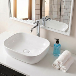 Infinitio Vasque à poser 45,5x32,5 cm, sans trop-plein, Blanc (SATINF4532)