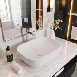 Infinitio Vasque à poser 45,5 x 32,5 x 13,5 cm, sans trop-plein, Blanc (SATINF4532M)