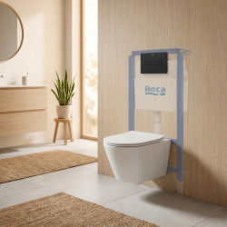 Pack WC bâti-support + WC suspendu sans bride Swiss Aqua Technologies avec abattant SoftClose + plaque (ROSTBRWR01-FR)