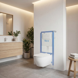 Pack WC bâti-support + WC suspendu sans bride Swiss Aqua Technologies avec abattant SoftClose + plaque (ROSTBRWR01-FR)