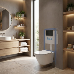 Pack WC bâti-support + WC suspendu sans bride Swiss Aqua Technologies avec abattant SoftClose + plaque (ROSTBRWR01-FR)