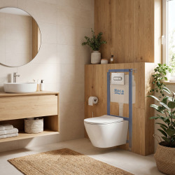 Pack WC bâti-support + WC suspendu sans bride Swiss Aqua Technologies avec abattant SoftClose + plaque (ROSTBRWR01-FR)