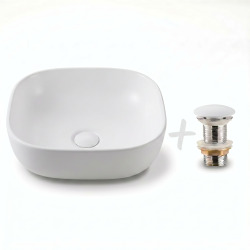 Vasque à poser 45,5 x 32,5 cm avec bonde sans trop-plein blanc mat Infinitio SAT (SATINF4532M-SET_BP)