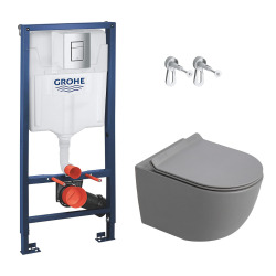Delta pack WC bâti-support Duofix 112 cm + WC suspendu sans bride Ceramia avec abattant SotClose + plaque (GEBCE14WT02FR-VP)