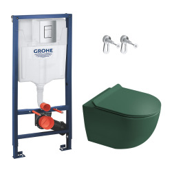 Delta pack WC bâti-support Duofix 112 cm + WC suspendu sans bride Ceramia avec abattant SotClose + plaque (GEBCE14WT02FR-VP)
