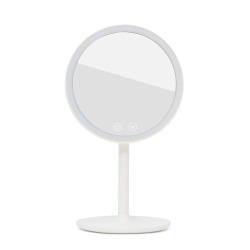 Miroir cosmétique pliable en plastique, 3 couleurs de lumière réglables, hauteur 34,5 cm, blanc (SATZKLEDB)