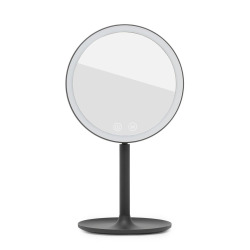 Miroir cosmétique pliable en plastique, 3 couleurs de lumière réglables, hauteur 34,5 cm, noir (SATZKLEDC)