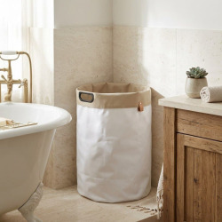 35x60x35 cm panier à linge réversible 73,5 L, polyester, blanc/beige (SATDKOSBBE)