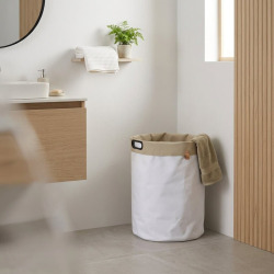 35x60x35 cm panier à linge réversible 73,5 L, polyester, blanc/beige (SATDKOSBBE)