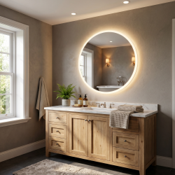 Miroir rond diamètre 80cm, LED, IP44