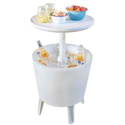 Cool bar lumineux Glacière lumineuse LED, avec table rétractable, 57x 50 x 50 cm, blanc (231366)Cool bar lumineux