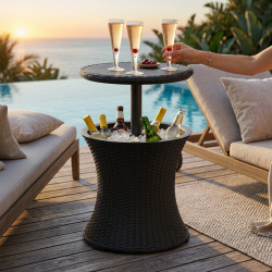 Keter Cool Bar table glacière 30 L aspect rotin graphite avec plateau relevable (230903)