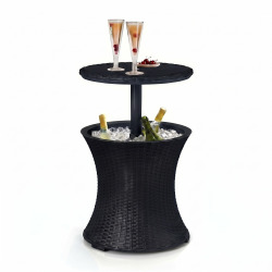 Keter Cool Bar table glacière 30 L aspect rotin graphite avec plateau relevable (230903)