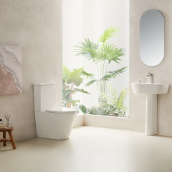 Project ensemble WC à poser sans bride en céramique + abattant SoftClose, blanc brillant (SATPRO31G)