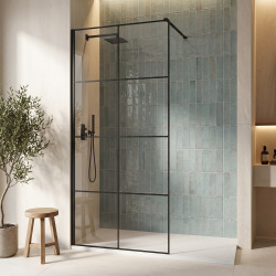 Paroi de douche Walk-In 100 cm – Ceramia Essential – Verre 8 mm – Profilé Noir