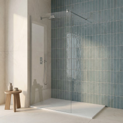 Paroi de douche Walk-In 140 cm – Ceramia Essential – Verre 8 mm – Profilé Chromé