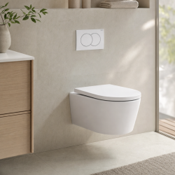 Pack bâti Duofix 112cm + Plaque blanche Delta20 + Cuvette suspendue sans bride et fixations invisibles (SATrimlessGeb3)