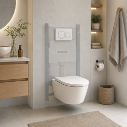 Pack Bati-support Geberit 112cm + Cuvette Swiss Aqua Technologies sans bride + Plaque blanche (SATrimlessGeb3)