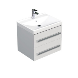 Meuble de salle de bain avec lavabo Naturel Cube Way 60x53x46 cm blanc brillant (CUBE46602BIVER)