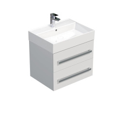 Meuble de salle de bain avec lavabo Naturel Cube Way 60x53x46 cm blanc brillant (CUBE46602BISAT)