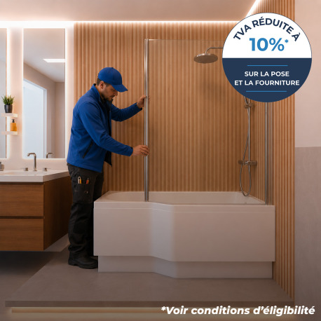 Installation d'une baignoire avec mitigeur et pare-bain