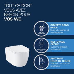Delta pack WC bâti-support Duofix 112 cm + WC suspendu sans bride Ceramia avec abattant SotClose + plaque (GEBCE14WT02FR-VP)