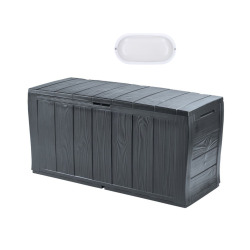 Keter Sherwood coffre extérieur 270 L aspect bois graphite + plafonnier LED inclus (230415-WO744)
