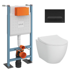 Pack WC Bâti-support autoportant V-Fix Core + WC SAT sans bride et fixations invisibles + Plaque chrome mat (VFTFSAT5)