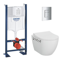 Pack bâti support+WC sans bride + Abattant avec frein de chute+Plaque de commande (ProjectS60-1)