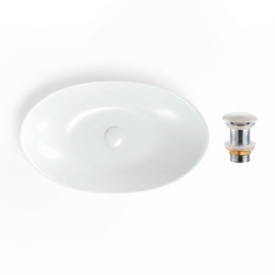 Set Vasque Infinitio à poser 61.5x35 + Bonde, Blanc (SATINF61536M-SET_BP)