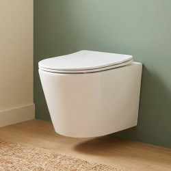 Swiss Aqua Technologies Cuvette suspendue Infinitio sans bride et fixations invisibles + abattant frein de chute (SATINFrimless)