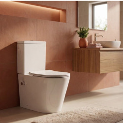 Brevis WC à poser sans bride en céramique avec fonction bidet + abattant SoftClose + réservoir de chasse, blanc (SATBRE36BFC)