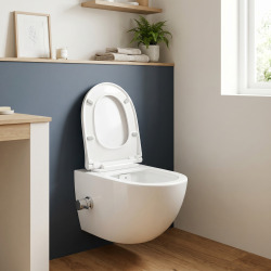 WC avec bidet suspendu SAT Infinitio avec abattant, vidage arrière et fonction lavante (SATINF011RREXPBFCT)