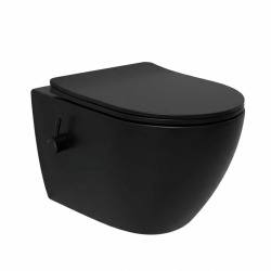 Fusion cuvette WC suspendu sans bride avec abattant SoftClose, fonction bidet, noir mat (SATFUS11BFCBKM)