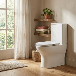 Brevis Combi WC à poser sans bride en céramique compatible PMR avec abattant SoftClose, blanc (SATBRE033RREXVPP)