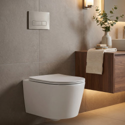Tornado Rimless WC suspendu 53,5 cm sans bride avec abattant SoftClose, blanc brillant (CE142010RTORP)