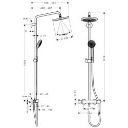 Croma Showerpipe Croma 220 EcoSmart, bras de douche 400 mm pivotant (27188000)