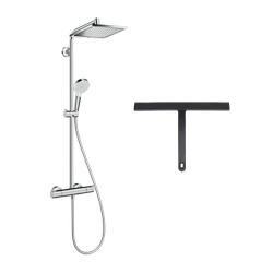 Hansgrohe Set de douche Crometta E 240 + raclette de douche en siliocone, noir (27271000-HSC)