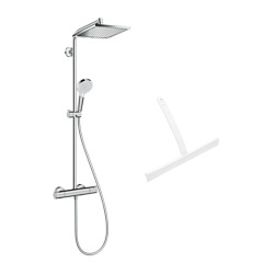 Hansgrohe Set de douche Crometta E 240 + raclette de douche en silicone, blanc (27271000-HSB)