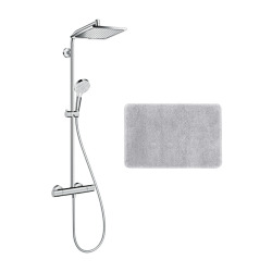 Hansgrone Colonne de douche Crometta E 240 EcoSmart + tapis de salle de bain, gris (27281000-DSE)