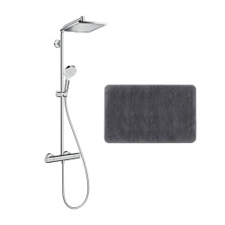 Hansgrone Colonne de douche Crometta E 240 EcoSmart + tapis de salle de bain, anthracite (27281000-DAN)
