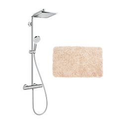 Hansgrohe Colonne de douche Crometta E 240 EcoSmart + tapis de salle de bain, beige (27281000-2BE)