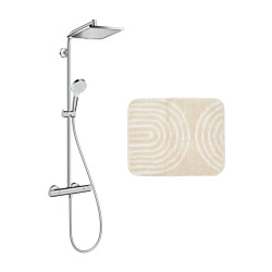 Hansgrohe Colonne de douche Crometta E 240 EcoSmart + tapis de salle de bain, beige (27281000-7BE)