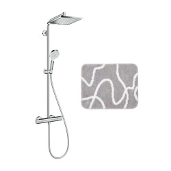 Hansgrohe Colonne de douche Crometta E 240 EcoSmart + tapis de salle de bain, gris (27281000-8SE)