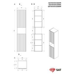 Evolution 36x165x32 cm meuble de salle de bain suspendu haut, noyer Aida mat (SATEVOV36NA)