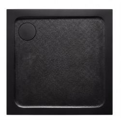 100x100 cm receveur de douche en marbre coulé, Swiss Aqua Technologies Project, sans siphon ni pieds, noir mat (SATSVPRO100QCA)