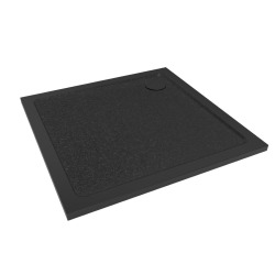 100x100 cm receveur de douche en marbre coulé, Swiss Aqua Technologies Project, sans siphon ni pieds, noir mat (SATSVPRO100QCA)