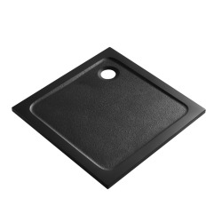 100x100 cm receveur de douche en marbre coulé, Swiss Aqua Technologies Project, sans siphon ni pieds, noir mat (SATSVPRO100QCA)